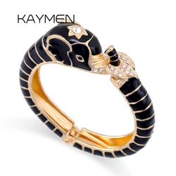 New Animal Style Elephant Statement Bangle Bracelet for Women Inlaid Rhinestone Enamel Cuff Bangle 8 Colors Party Jewelry