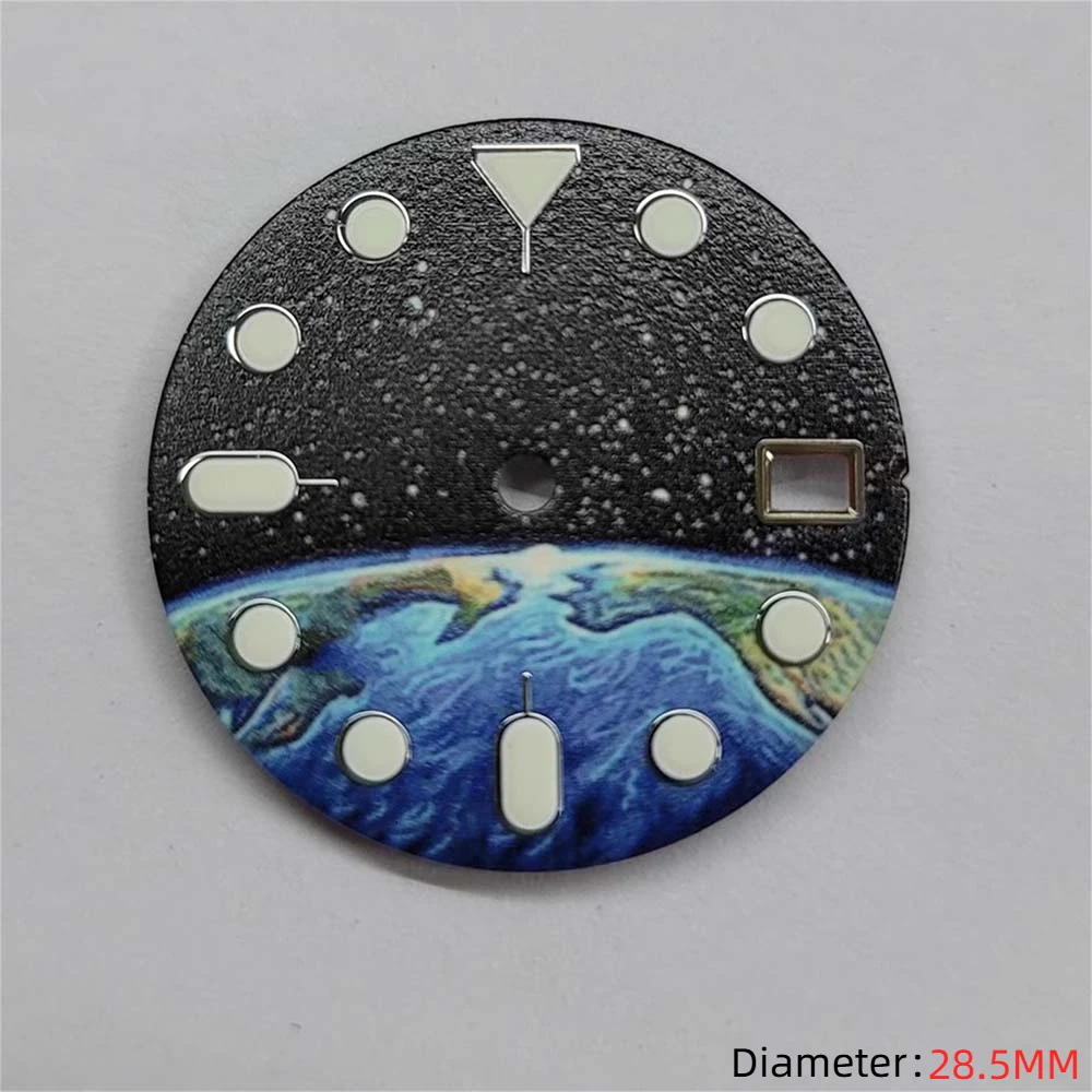 

NH35 Dial 28.5mm Green Luminous Creative Starry Sky Pattern Watch Faces , for NH35 NH36 4R 7S Movement Watch Dial