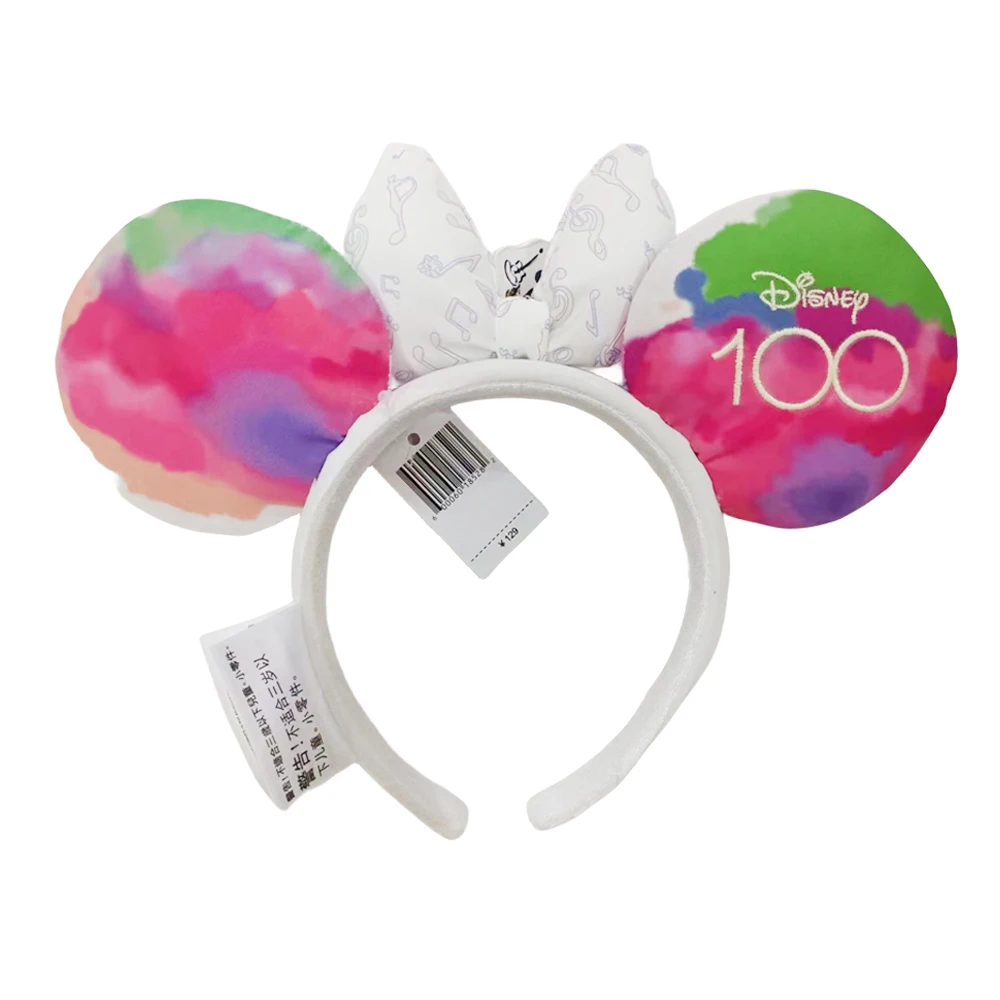 Disney-Bandeau de sauna Minnie avec lettre Disneyland, serre-tête cosplay, 100e moments spéciaux, oreille, Disney, cadeau, 2024