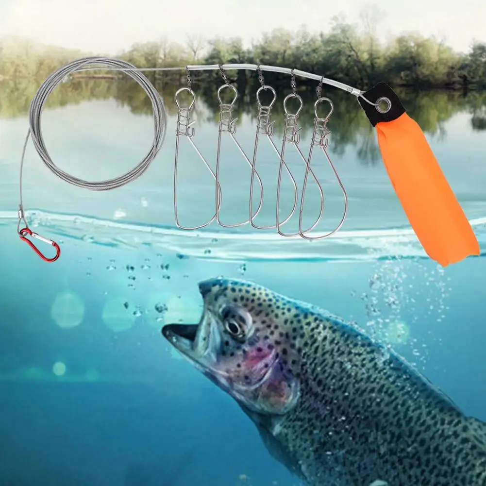 Stainless Steel Fishing Lock Buckle With Float Live Fish Stringer Belt Portable Fishing Snaps Clip Tackle For Lure Sea Fishing