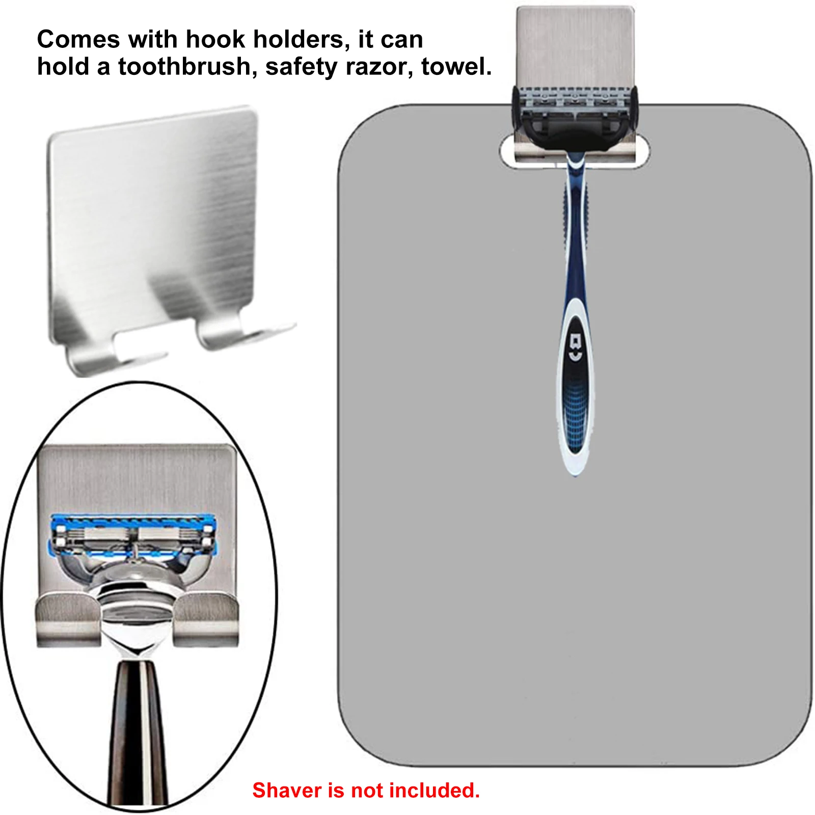 Shower Mirror for Shaving Fogless Bathroom Wall Hanging Mirror with Shaver Hooks Portable Fog-Free Mirror for Daily Travel