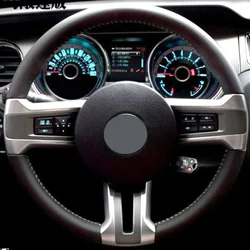 For Ford Mustang GT GT500 Convertible 2009 2010 2011 2012 2013 2014 Customized Carbon Fider Leather Braid Steering Wheel Cover