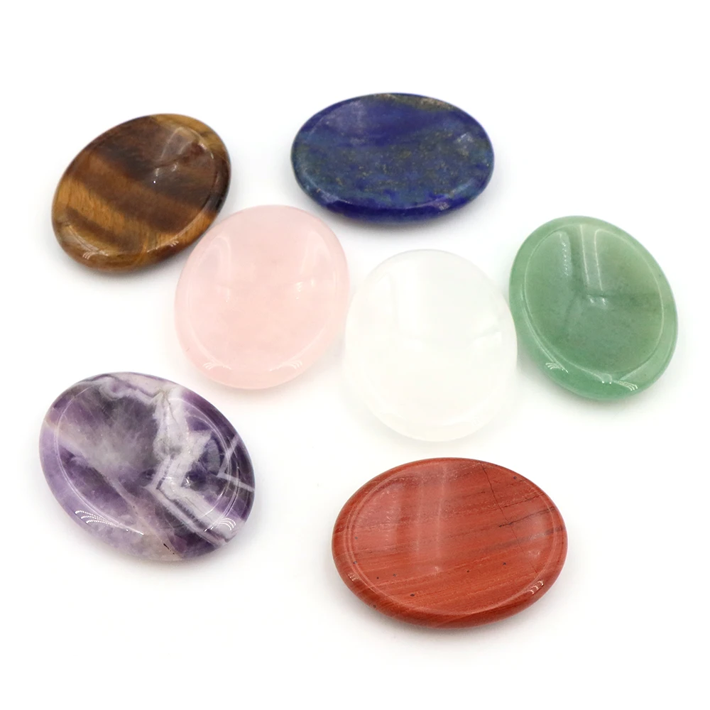 Oval Natural Stone Worry Stone 35x45mm Healing Crystal Thumb Stone Stress Relief Chakra Balancing Pocket for Yoga Meditation Gif view 3