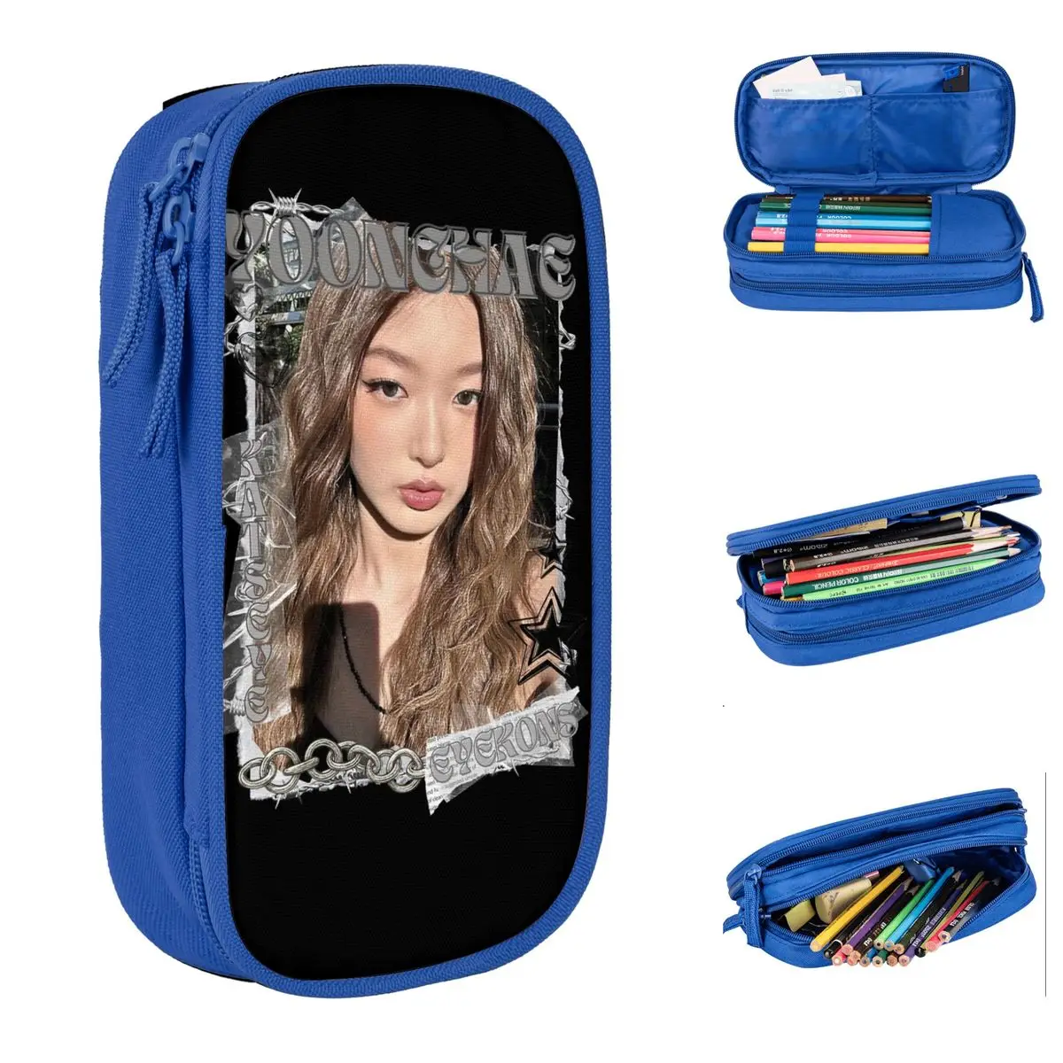 

Cute KATSEYE Yoonchae Kpop Y2K Group Pencil Case Pencilcases Pen Kids Big Capacity Bags Students School Cosmetic Stationery