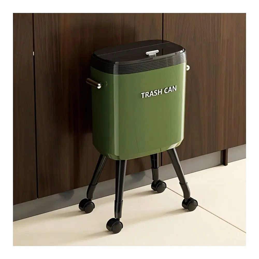 

NoBend Tall Trash Can With Lid Large Capacity Mobile Garbage Can, Stylish Trash Cabinet Storage With BuiltIn Drawer, Versatile