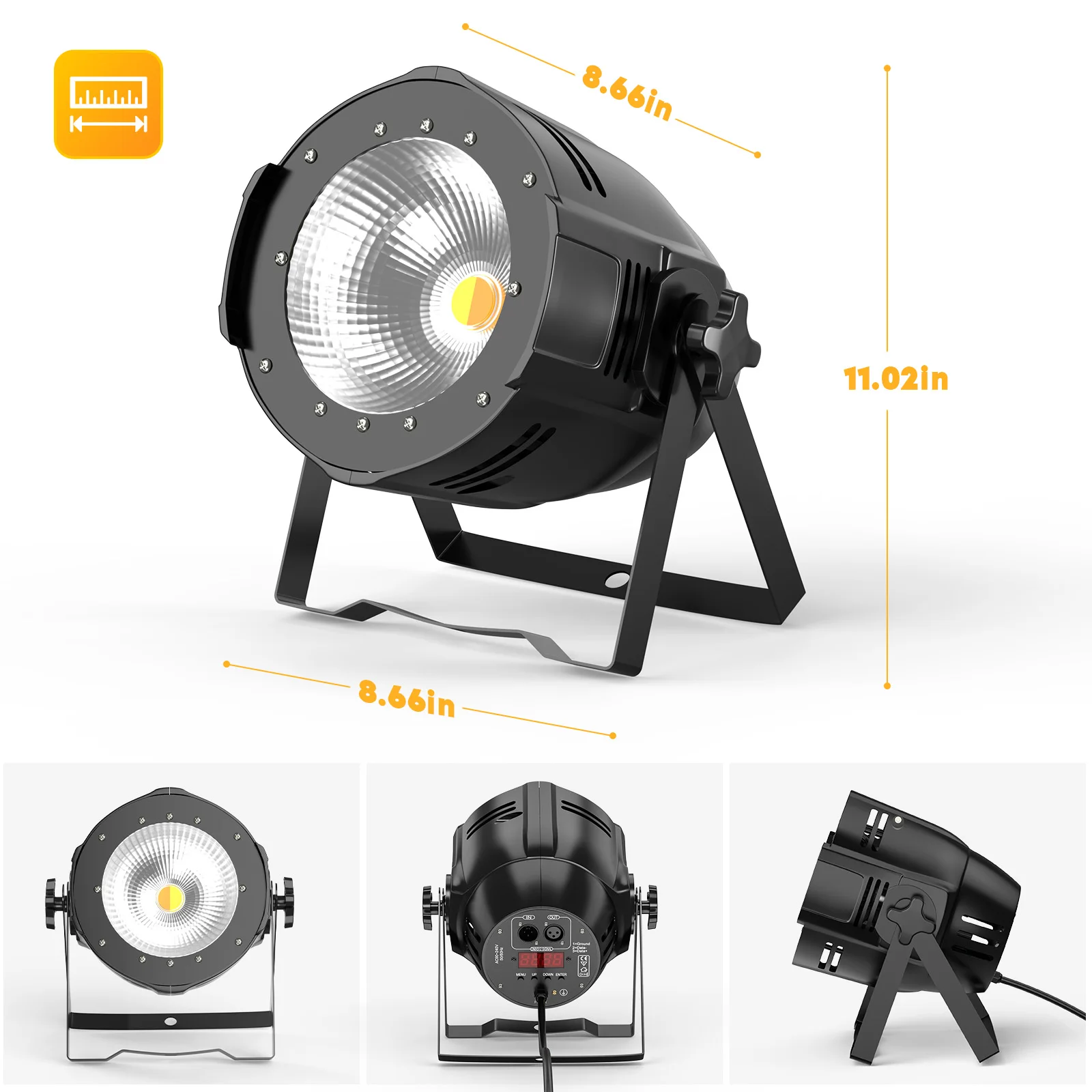 COB LED 파 라이트 DMX 제어 무대 조명 효과 캐스트 알루미늄 공원 조명, 콘서트 파티 웨딩 댄스 홀용, 4 개 세트, 100W