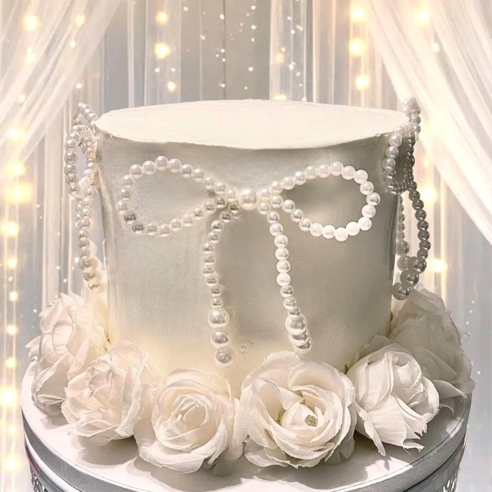 5PCS-20PCS Perle Bogen Kuchen Topper Cupcake Topper Bogen Dekorationen Blume Verpackung Dekorationen Hochzeit Motto Party Geburtstag – Detail 2