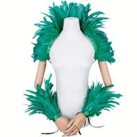 Elegant Red Feathers Women's Shawl for Halloween Punk Cosplay Party Y2K Designer Style Carnival Masked Ball Girl's Accessory
