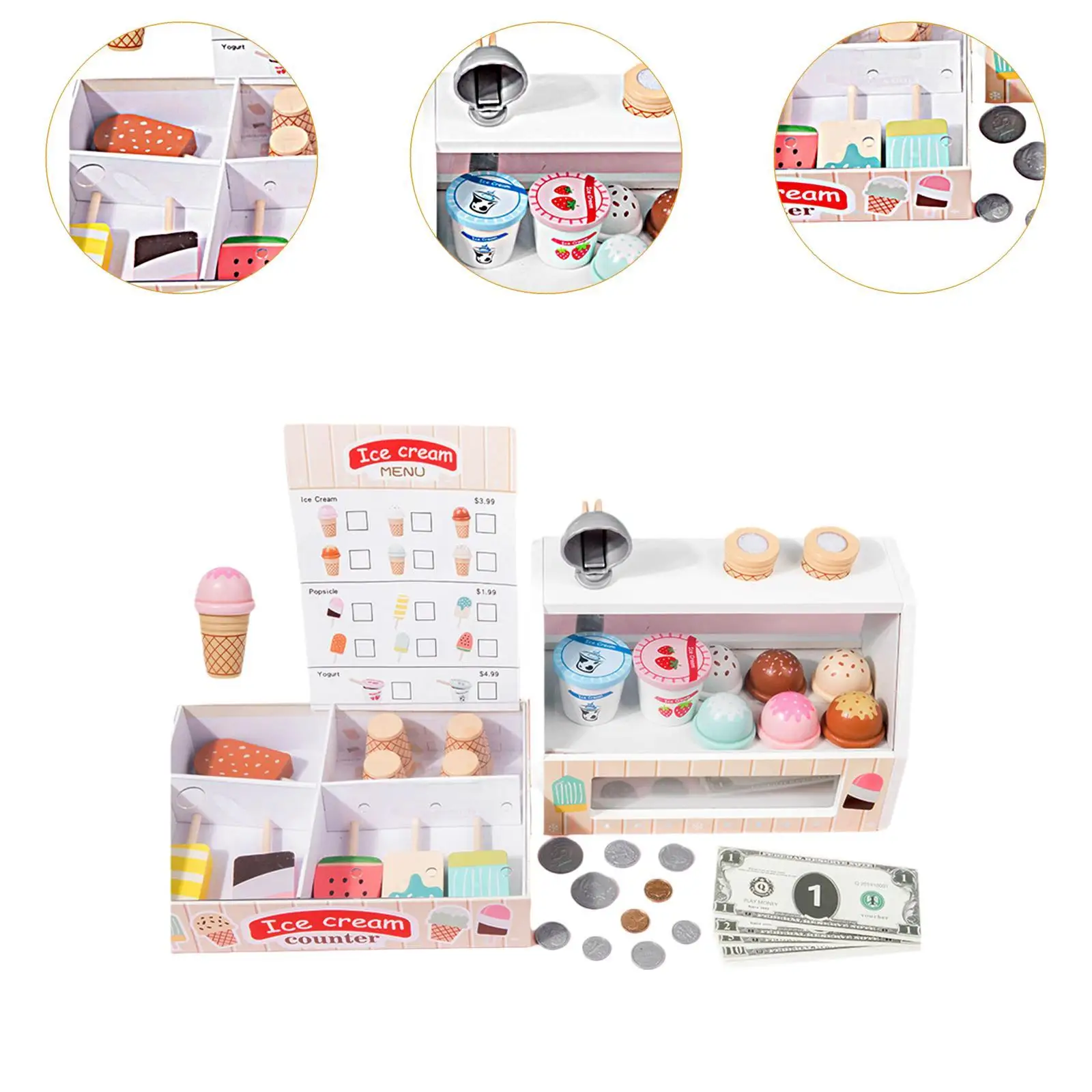 Wooden Ice Cream Toys Ice Cream Toy Set Develops Social Skills Play Kitchen