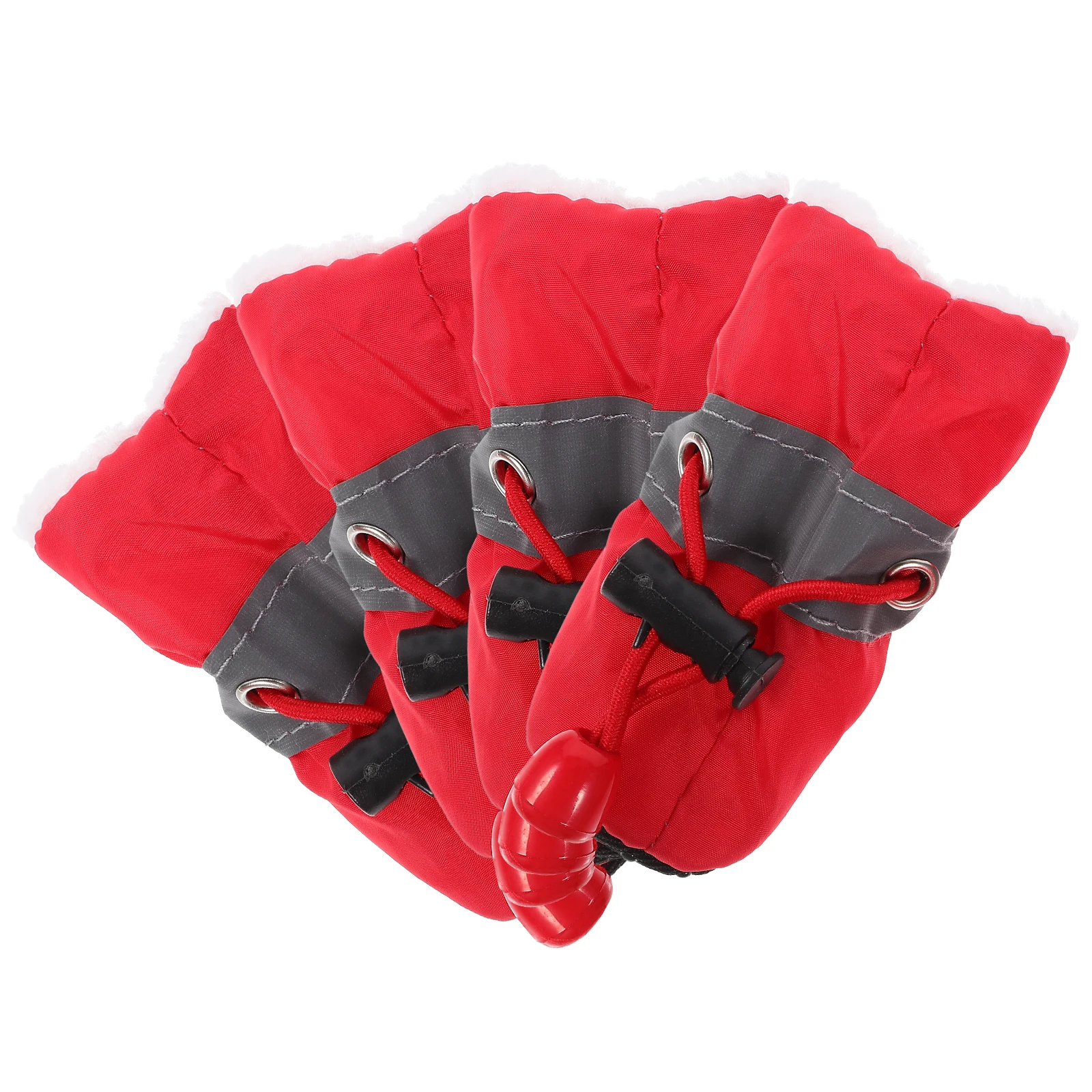 

4 Pcs Pet Shoes for Rain Anti slip Dog Boots Drawstring Practical Puppy Shoe Covers Warm Lining Durable Materials Red Color Size