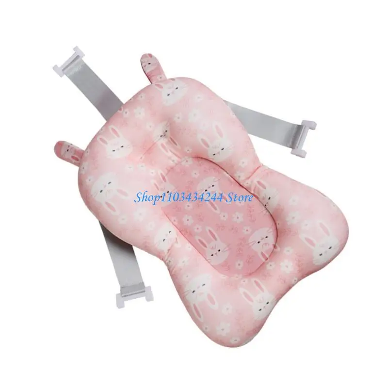 Safety Nursing Bathtub Mat with Bear Rabbit Pattern Cartoon Pad Soft Support Bathtub Pad Slip Resistant for Newborns