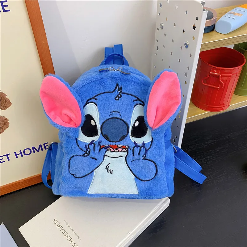 MINISO dikiş yeni peluş sırt çantası karikatür moda 3D Mini kadın sırt çantası büyük kapasiteli sevimli çocuk Schoolbag çevre