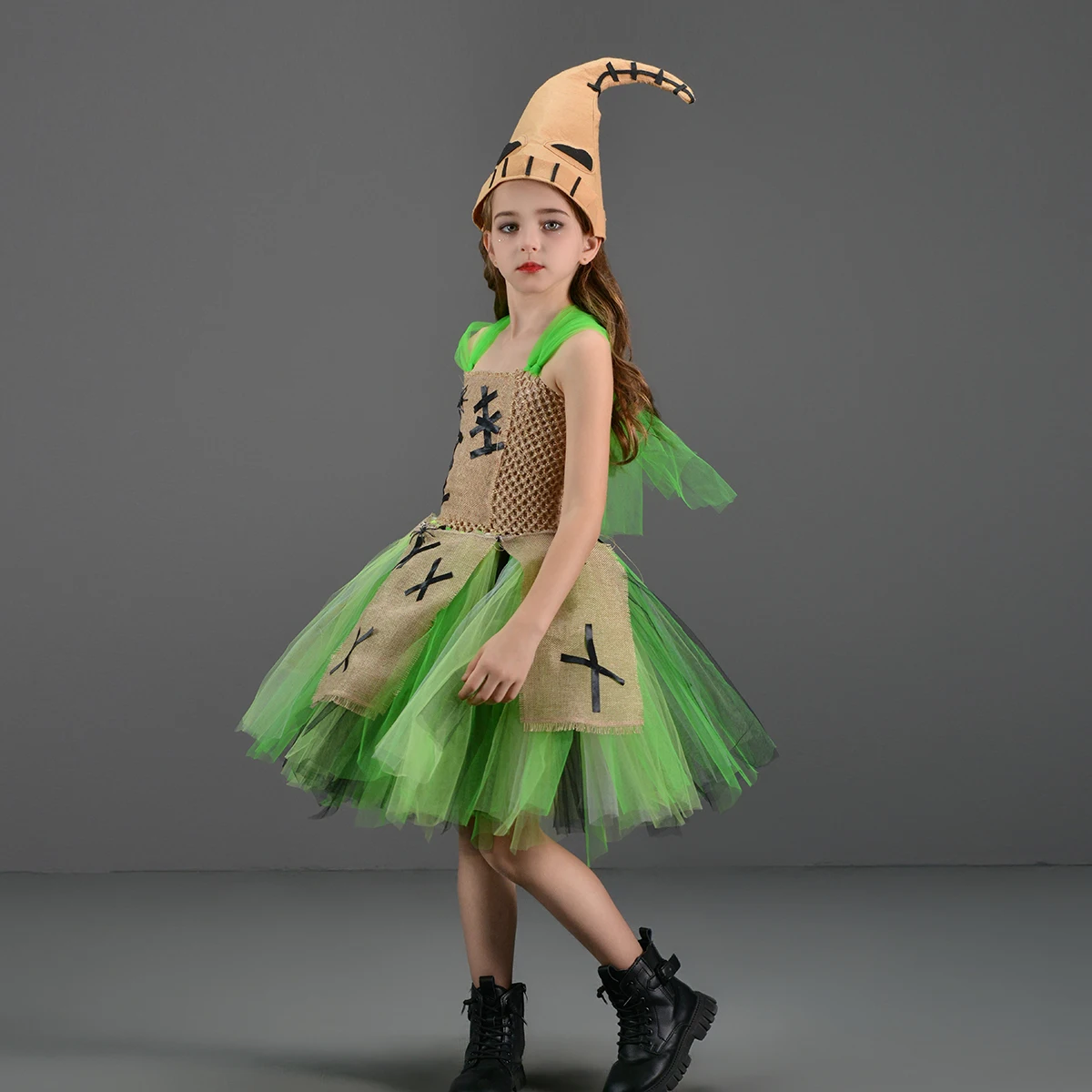 Disguise Oogie Boogie inspired Girls Tutu Dress with Hat Nightmare Then Christmas Stage Costume Kids Halloween Fancy Clothing