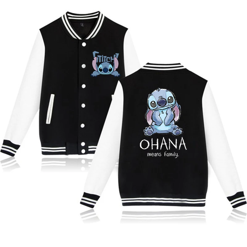 Y2k 90s Stitch Disney Sudadera con capucha chaqueta de béisbol hombres mujeres sudadera niños niñas chaquetas Harajuku ropa de calle abrigos