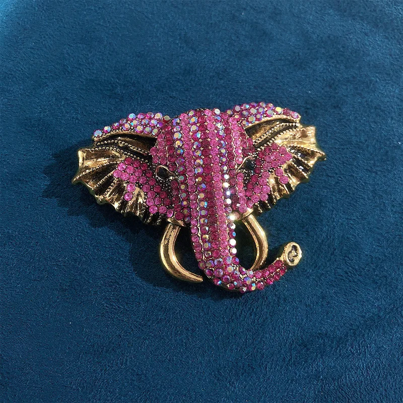 Vintage Women Men Exquisite Luxury Crystal Elephant Pins Badges Fashion Design Delicate Animal Shiny Boutique Brooches Gift