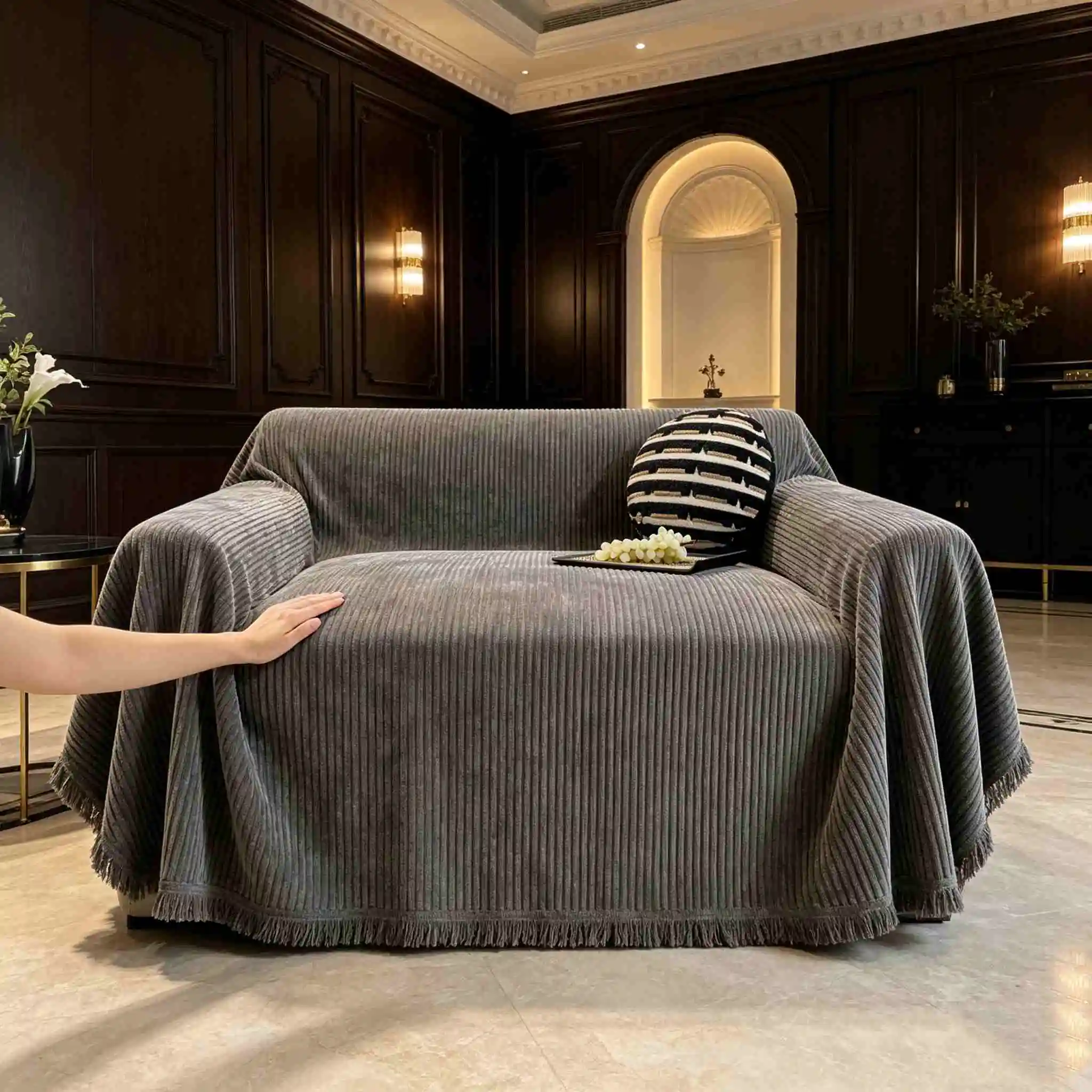 Thick Chenille Sofa Towel All Inclusive Modern Geometric Tassel Four Season Universal Couch Cover Sofa Blanket
