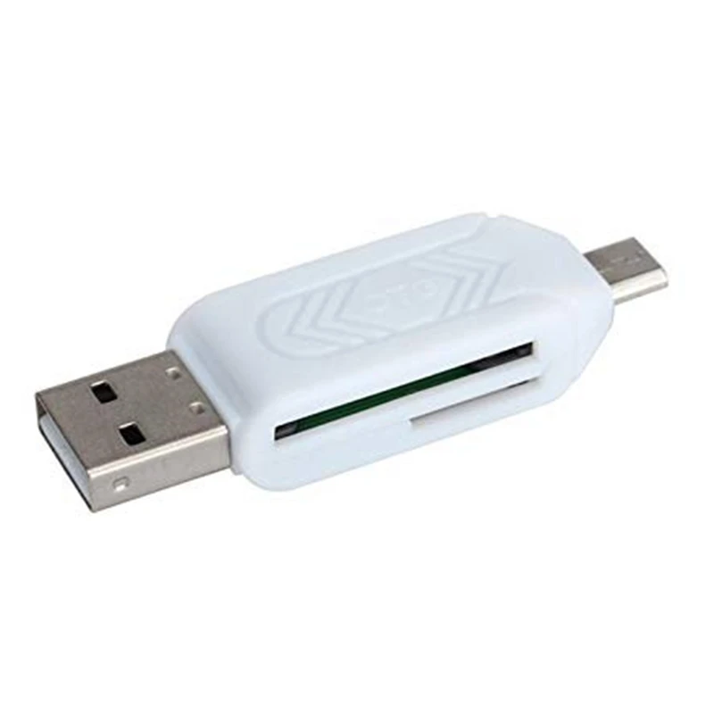 Multifunctional Otg 2.0 Dual-Purpose Android Phone Computer Card Reader SD/TF Combo Card Reader-White