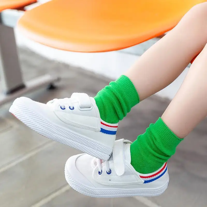 Children\'s Socks Cotton Colorful Harajuku Retro Boys Girls Black Socks Kids Klein Blue School Casual In Tube Solid Sox Stylish