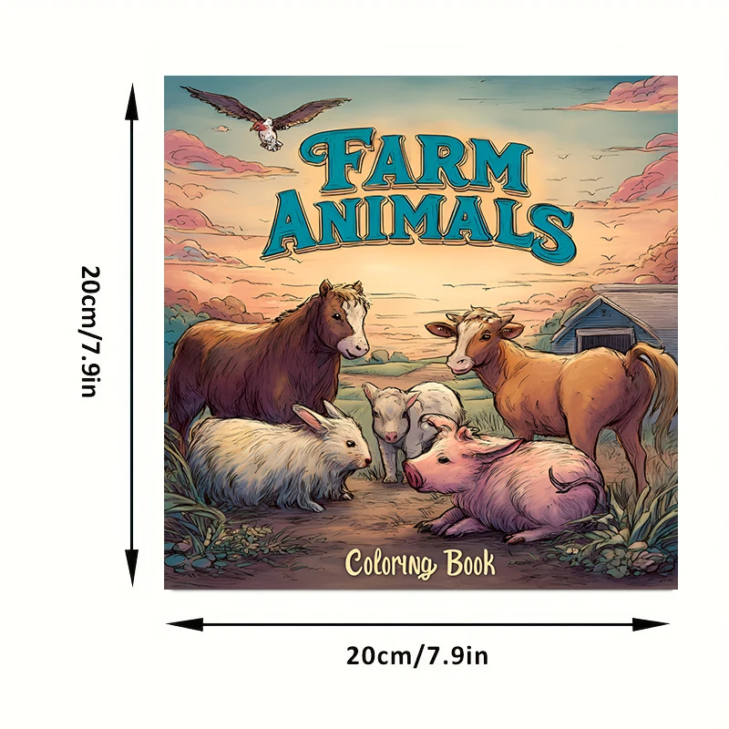 28 Pages Farm Animals Coloring Book for Adult | Drawing Supplies Colouring Book for Christmas, Thanksgiving