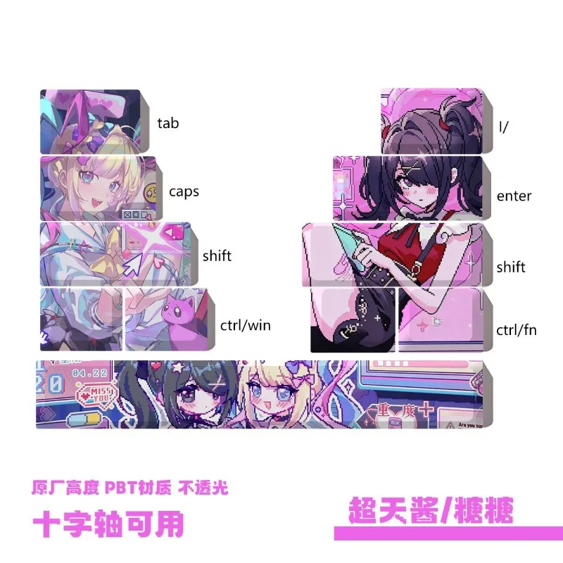 NEEDY GIRL OVERDOSE Theme Anime Keycaps Mechanical Keyboards Cute PBT Custom Keycap PC Gaming Keyboard Accessories Gifts Collect