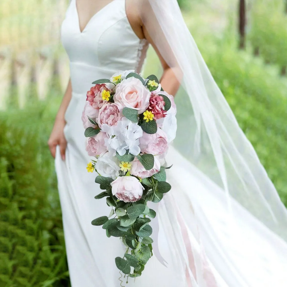

Bridal Bouquet Cascading, 21.6in Wedding Bouquets for Bride Bridesmaid, Bride Bouquets for Wedding, Tossing Bouquet,