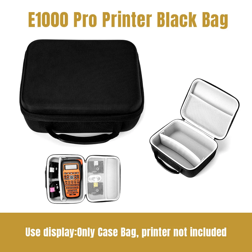 Hard Travel Case for E1000PRO Thermal Transfer Printer Protective Box with Wrist Strap & Zipper Scratch‑Resistant