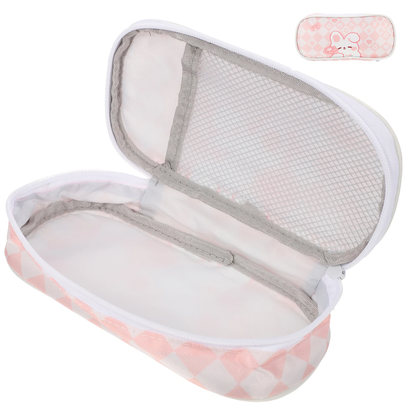 

Checkerboard Pencil Case Large Stationery Bag Dust Proof Portable Kids School Multi Use Pen Bag Lovely Zipper Design Students