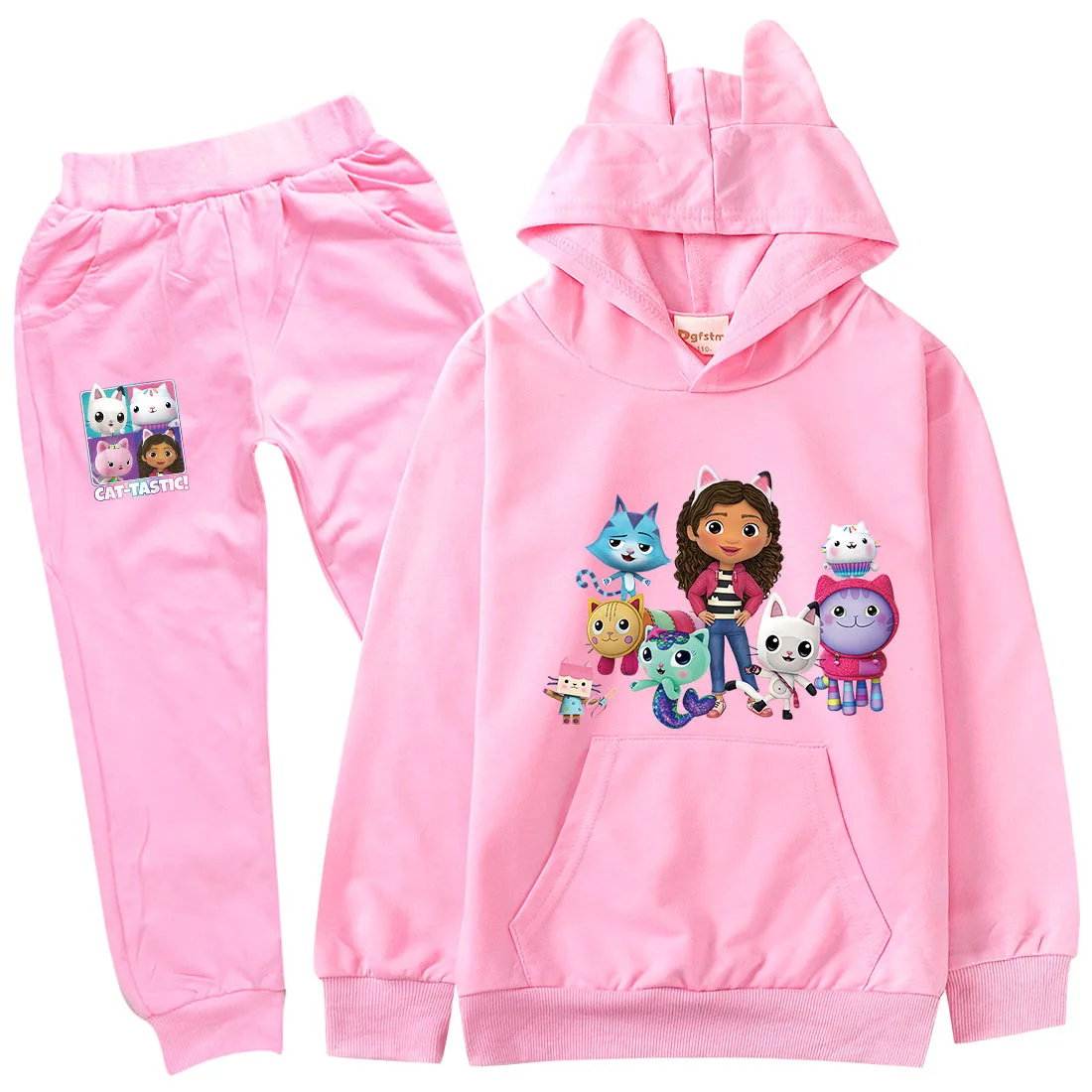 

New Lovely Gabbys Dollhouse Clothes Kids Gabys Chat Hoodie+Trousers 2pcs Set Baby GirlsLong Sleeve Tracksuit Boys Matching Suits