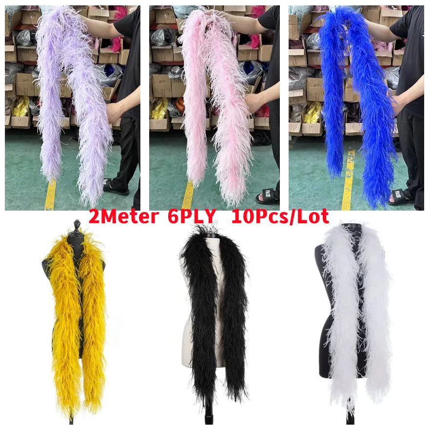 

10Piece/Lot Fluffy Natural Ostrich Feather Boa Shawl for Wedding Clothing Dress Sewing Decorative Feathers 2 Meters Customized