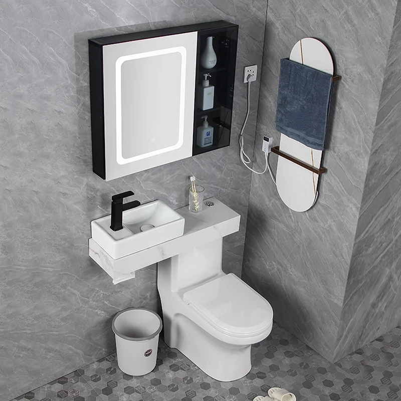 New Simple Washstand Water-Saving Toilet Integrated Stone Plate Table Top Small Household Bathroom Cabinet Combination