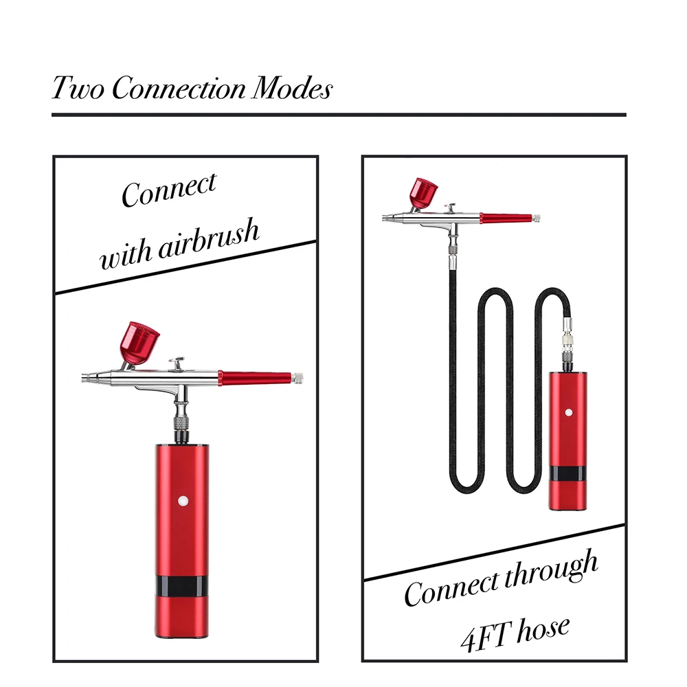 RIBO 32PSI Mini aérographe sans fil avec Kit de compresseur TM80S-131 double Action pistolet de pulvérisation Portable Machine à oxygène faciale de