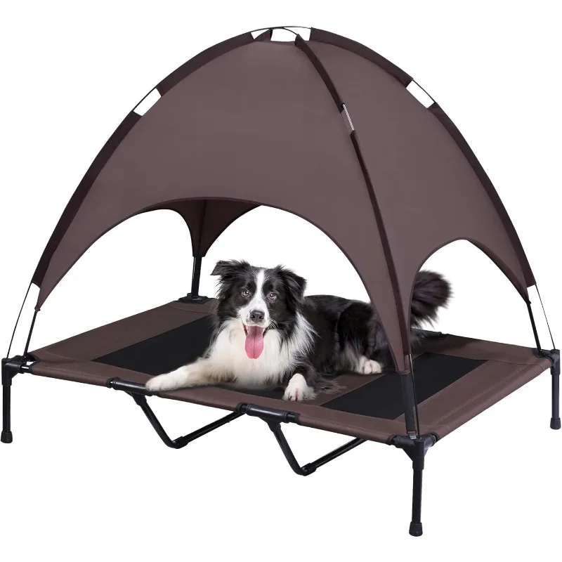 

XLarge Outdoor Dog Bed, Elevated Pet Cot with Canopy, Durable Oxford Fabric, Extra Carrying Bag,