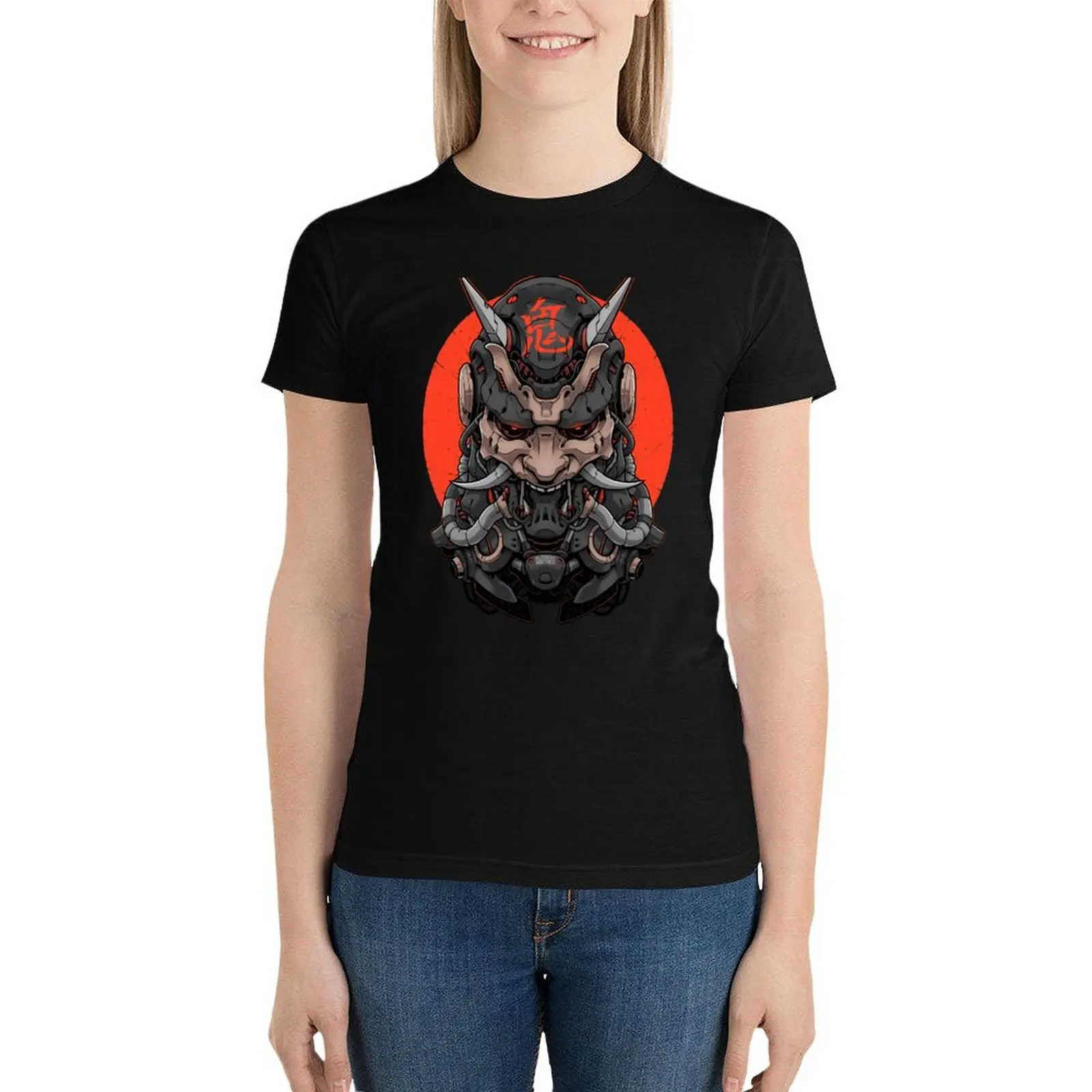 ONI MECHA - BLACKOUT VER. T-Shirt female lady clothes tees plus size t shirts for Women loose fit