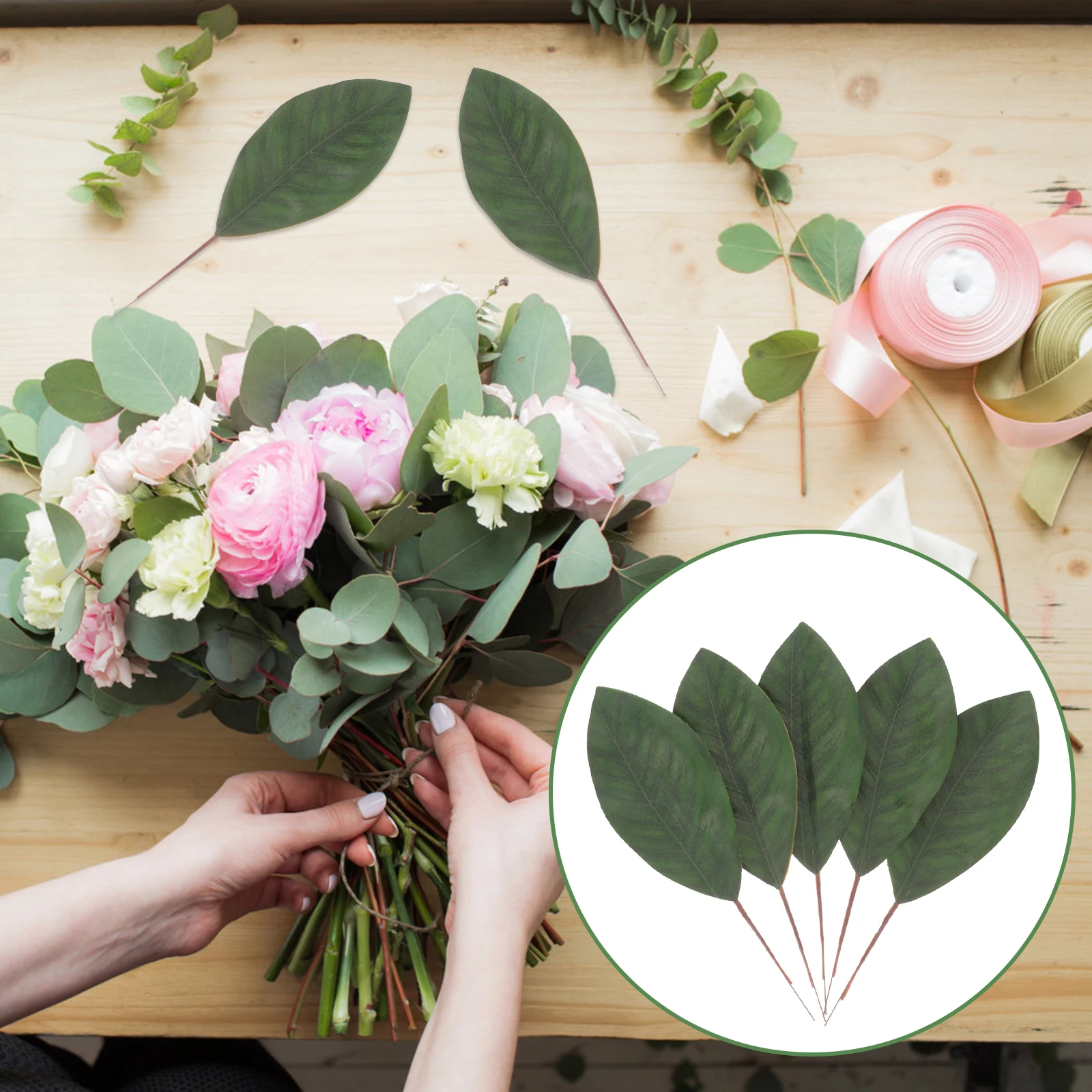 

10Pcs Artificial Green Leaves Simulated Wedding Decor Single Stem Leaf Delicate Floral Arrangement Photography Accessory