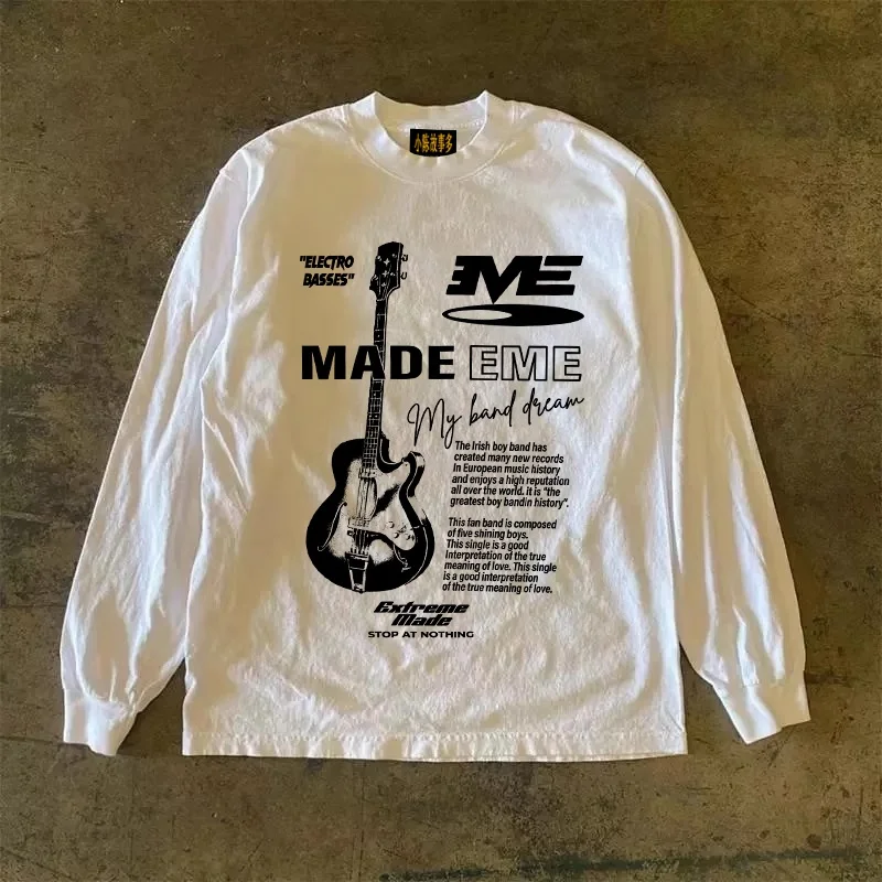Heavyweight Pure Cotton Long Sleeve T-Shirt Unisex Vintage Style Streetwear Versatile 310gmao Xiaocheng Story Multi-Design