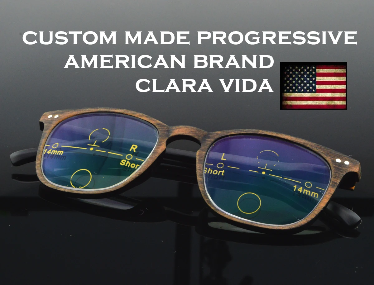 

Wood Grain Frame Progressive Multifocal Reading Glasses Men Women for Near and Distant Vision 0.75 To 4