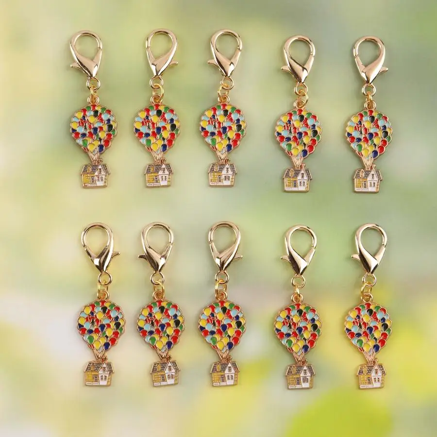 1/5/10/20/50/100pcs 2D Flat - Set of 10 2D Pocket Hug Flying House Hot Air Balloon Keychains for Your Best Friend, Self-Care, Sm