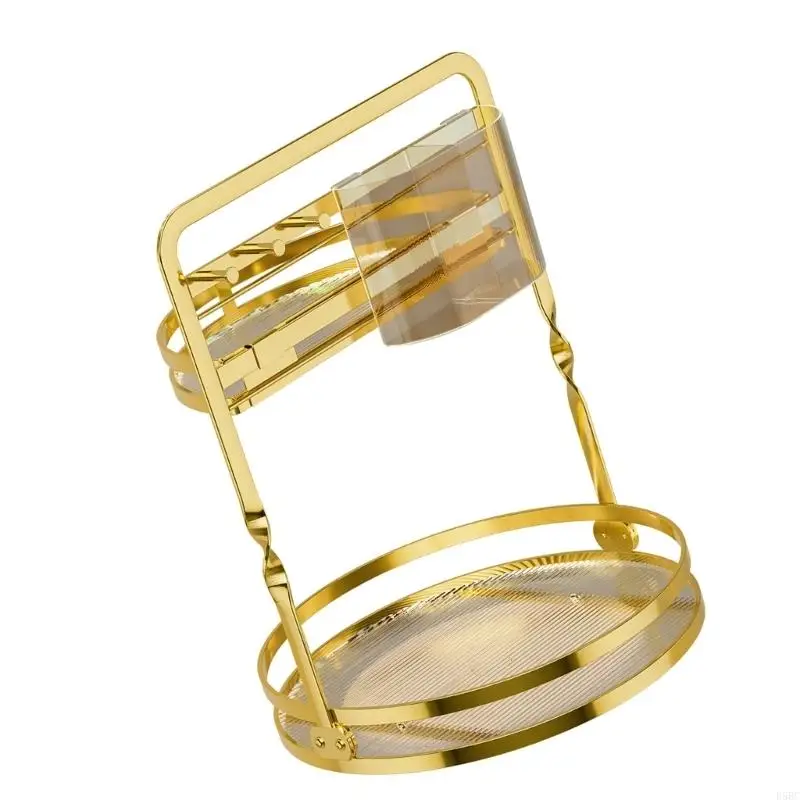  360 Moving Makeup Display With Two Layer Storage Space And Hanging Hangers For Brushes Accessories