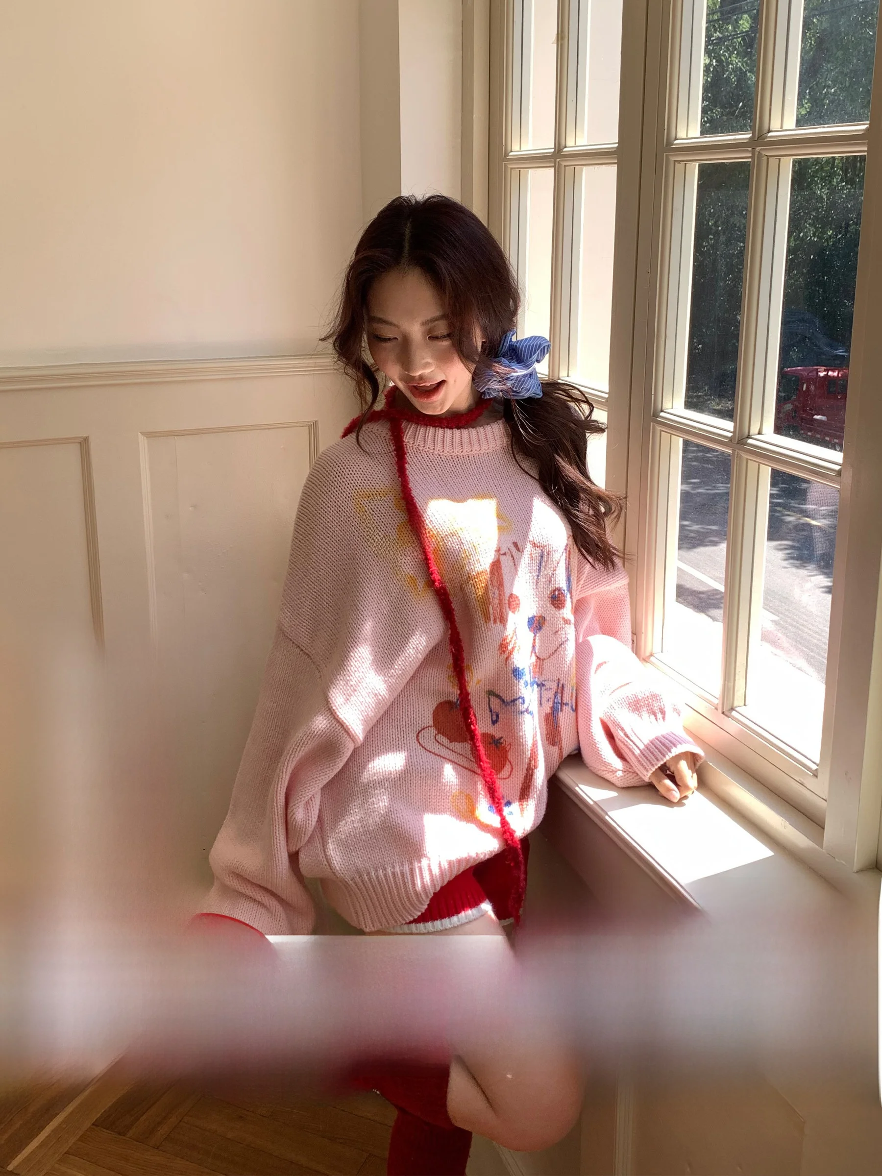 

BJHG Casual Knitted Loose round Ne Sweater Women's Autumn Winter Fun Dog Doodle Print Cotton Blend Comfortable Long Sve Top