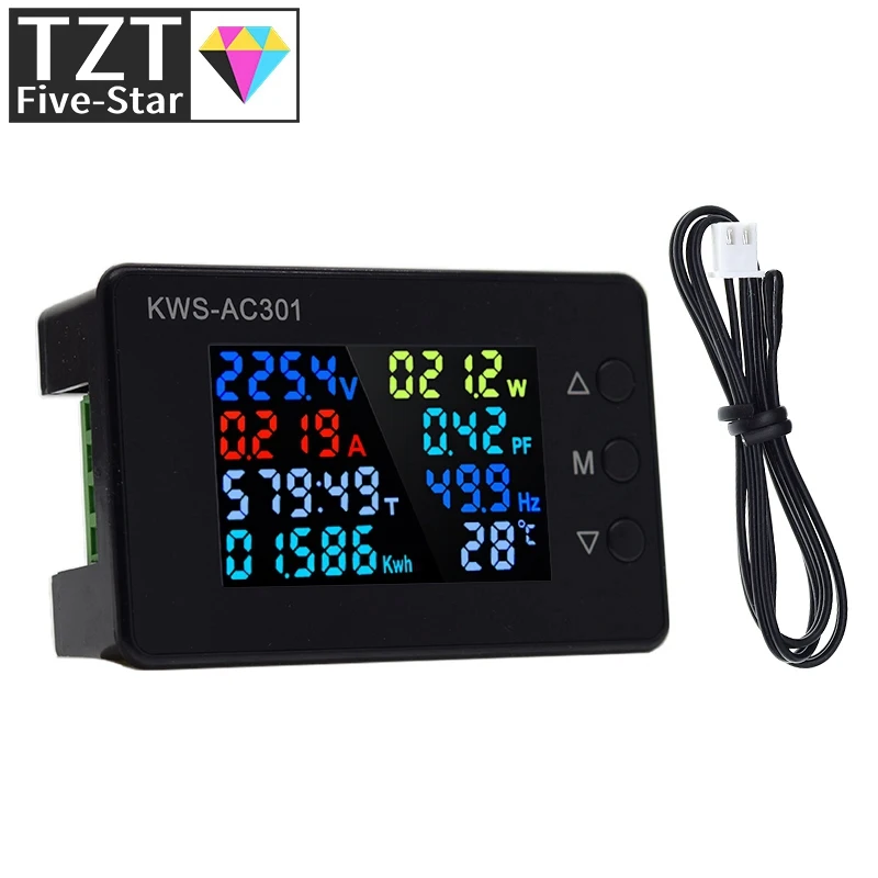 KWS-AC301 Wattmeter Power Meter Voltmeter AC 50-300V Voltage 50-60HZ Power Analyzers LED AC Electricity Meter 0-20/100A Detector