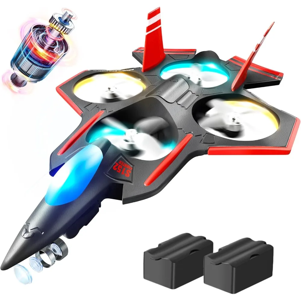 BEZGAR Avión RC sin escobillas con control remoto de 2,4 GHz, dron giroscópico de 6 ejes para niños, 360 °   Modelo de chorro capable con tapa