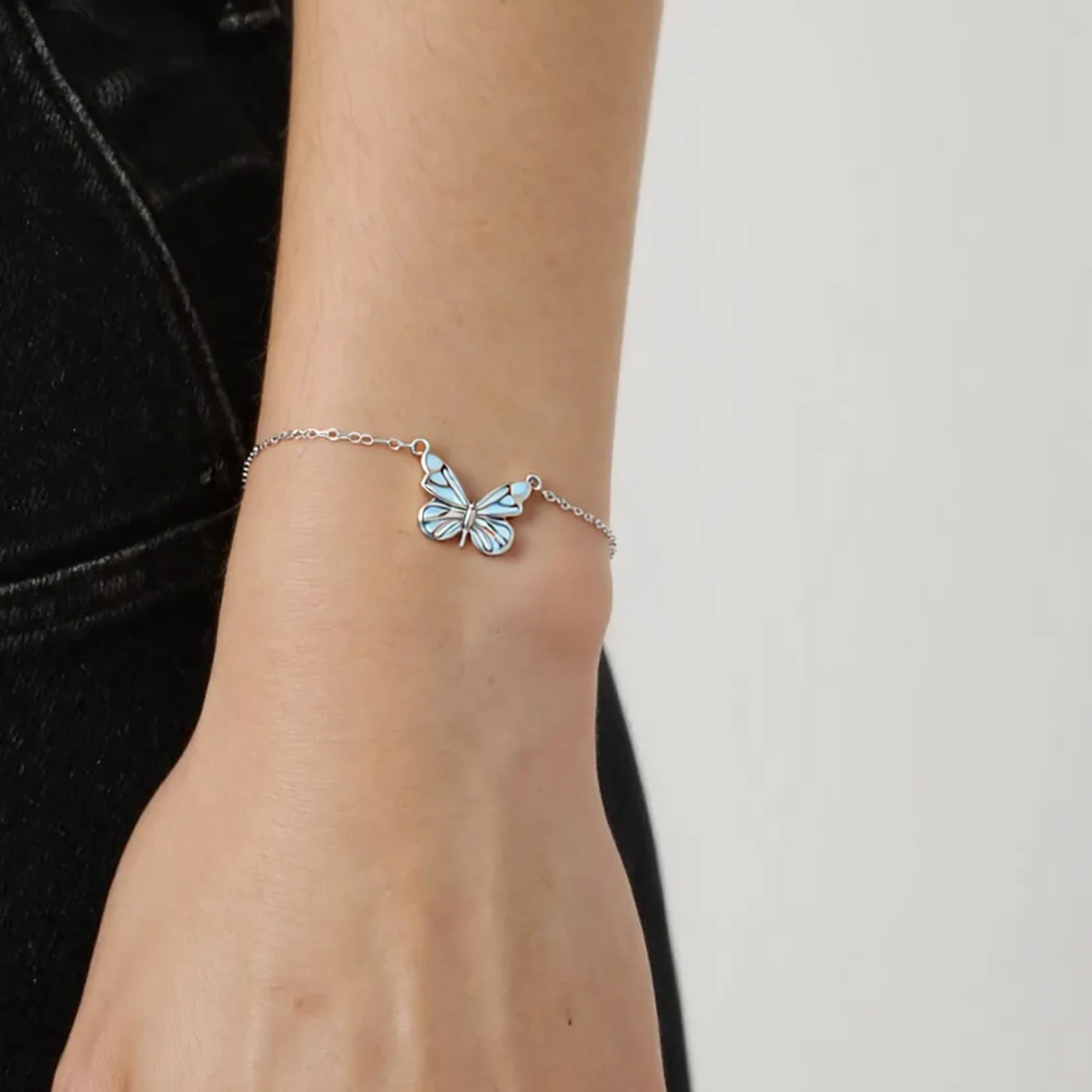 متوهجة فراشة الجنية قلادة سوار الصلب سلسلة فراشة قلادة قلادة الفضة والمجوهرات مجموعة لصديق عاشق #1