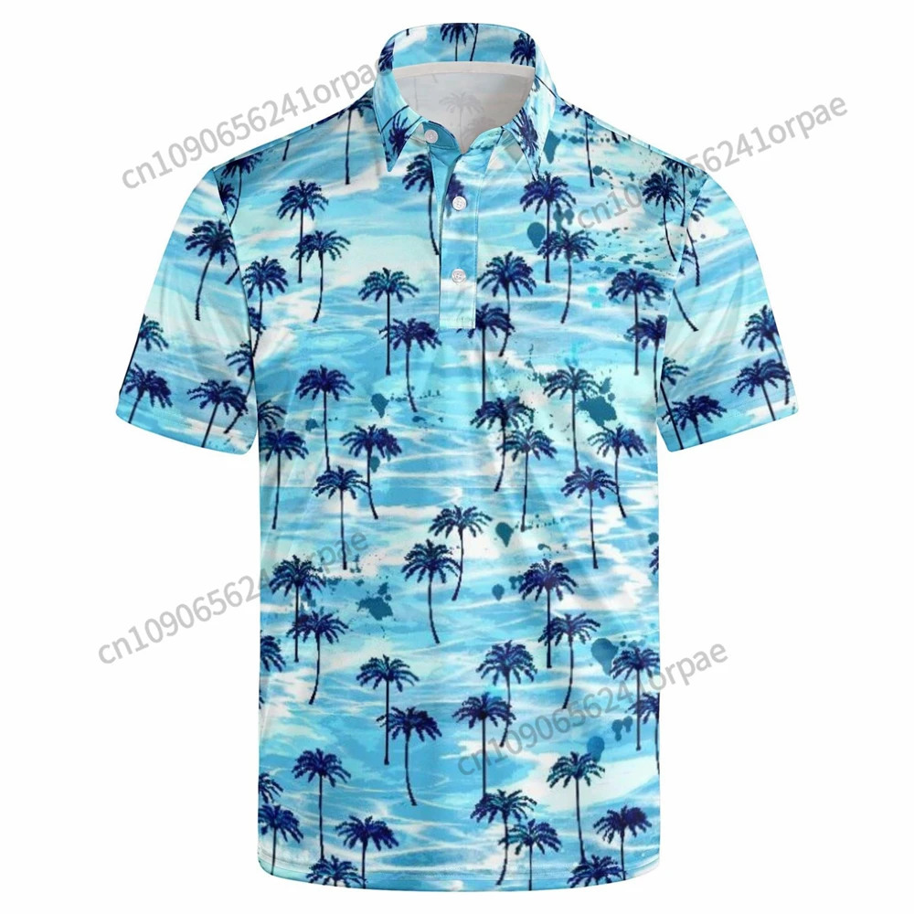 

Summer Men's 3D Printed Polo Shirt Fashion Casual Button Short Sleeve Polo T-Shirt Slim Fit Comfortable Men's Lapel T-Shirt Tops