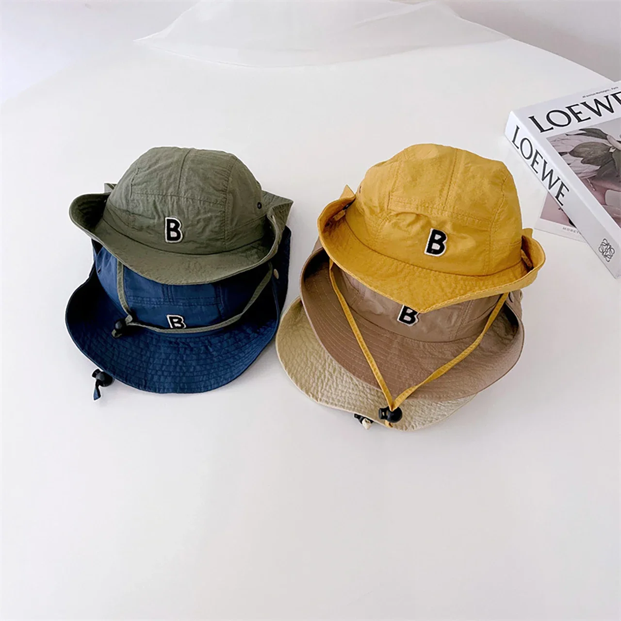 Sommerlicher Schnelltrocknender Kinder-Fischerhut, Sonnenschutz-Bucket-Hat für Jungen und Mädchen, Einfarbiger Hut mit Schriftzug