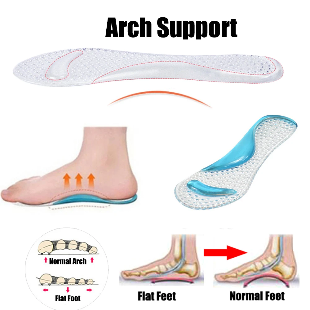 Silicone Insoles for High Heels Flat Foot Orthopedic Insoles for Shoes Woman Plantar Fasciitis Arch Support Massage Shoes Pads