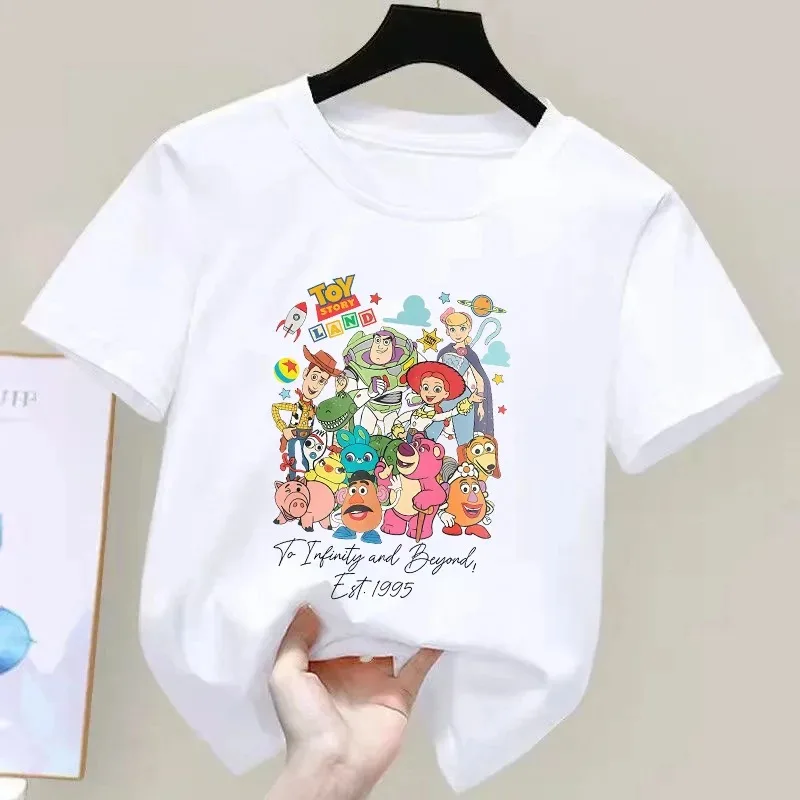 Camiseta de Personajes de Dibujos Animados de Disney Toy Story para Niños - Estampado de Huggy Bear, Buzz, Woody y Jessie, Camiseta de Algodón Suave y Transpirable