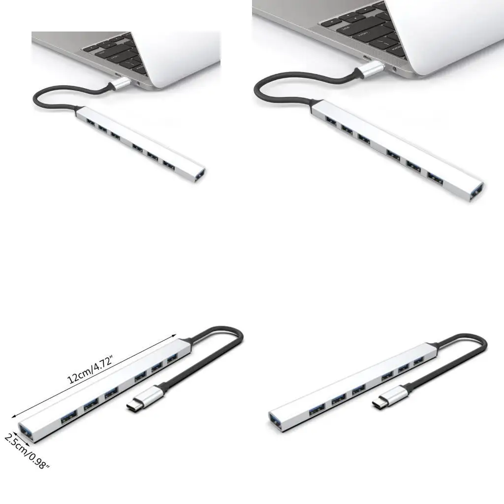 

31BA USB Adapter Usb TyeC Hub with 7 USB Port USB Ports Multiports Adapter for Smartphones Laptops Switches