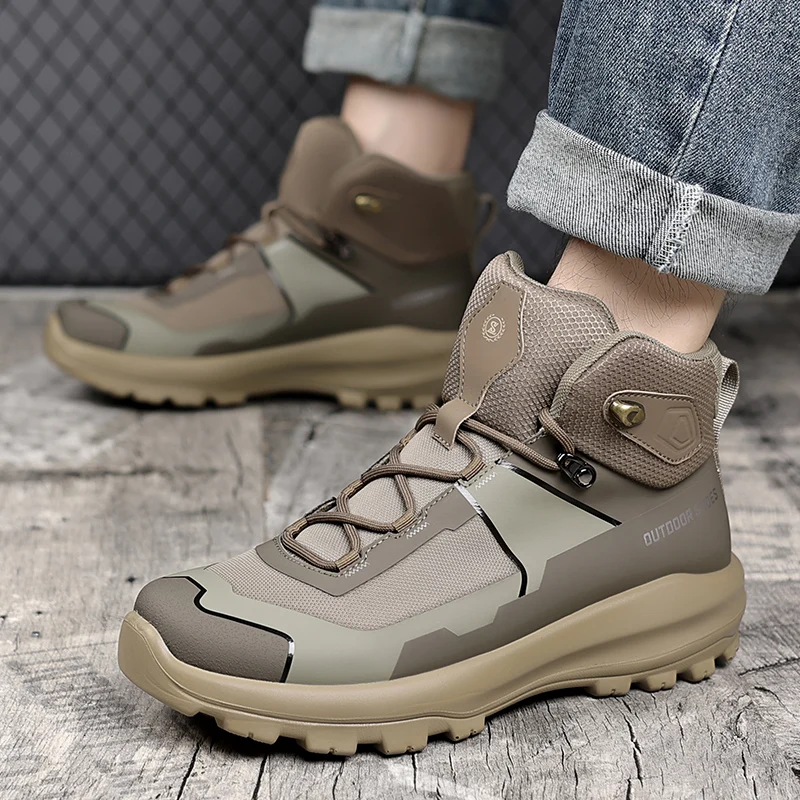 

Tactical Shoes Men Boots lace up Casual Outdoor canvas Brand Boot high top Ankle Man Hiking Shoes