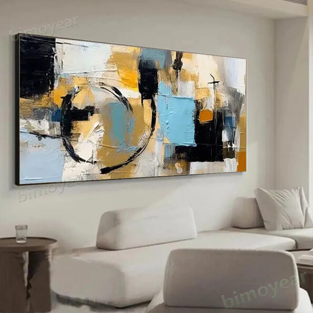 100% Hand Painted Abstract Oil Painting Morandi color block Wall Art Picture On Canvas Mural For Living Room Home Decor Paint