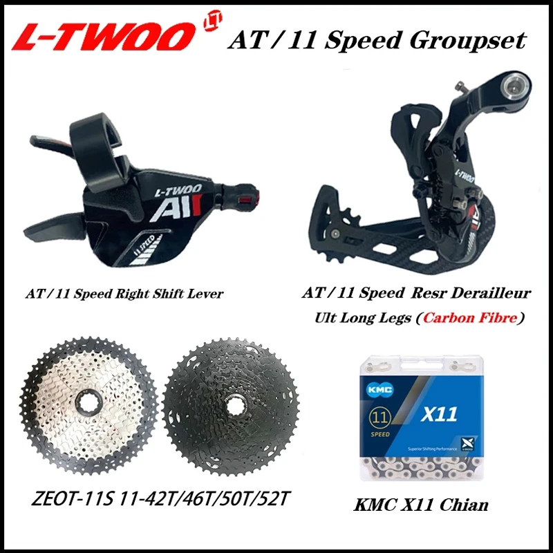 

LTWOO AT11 1x11 Speed MTB Groupset 11S Shift Lever Carbon Fiber Derailleur + ZEOT 11v Cassette 46T 50T 52T X11 Chains